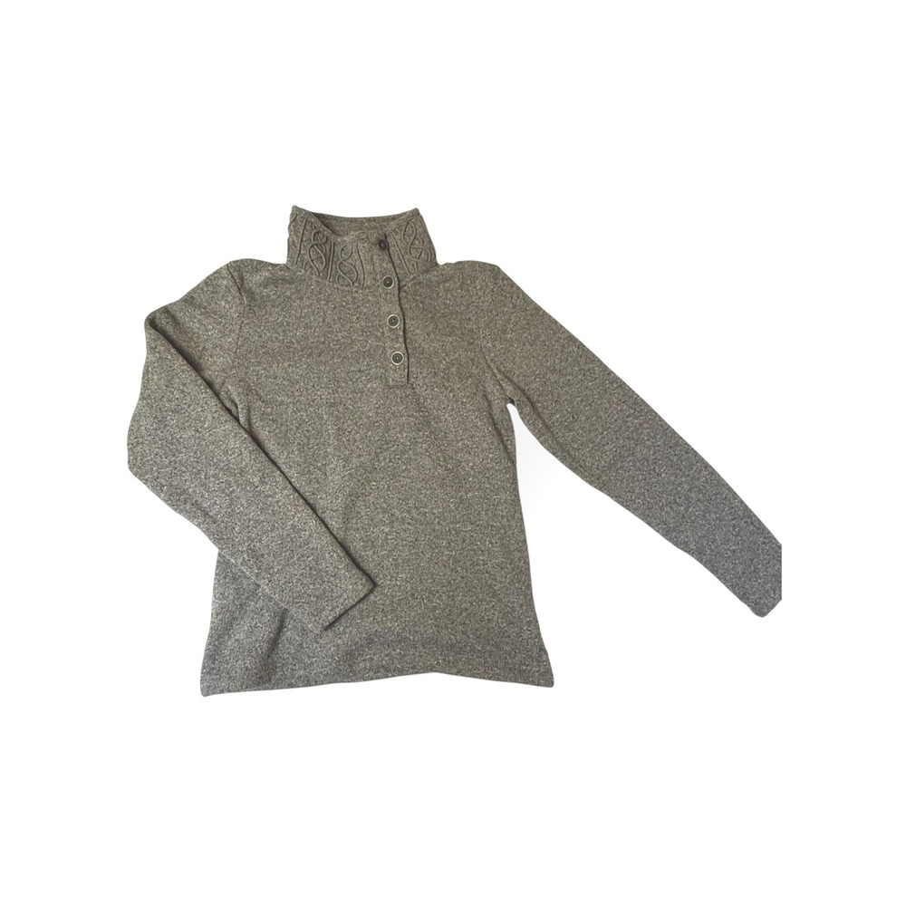 MERRELL‎ Heathered Fleece Mock Neck Button Pullover Sweater Size S Petite
